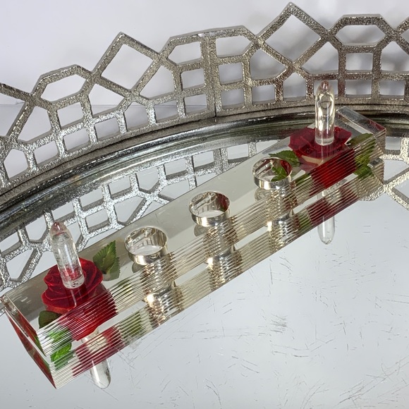 Bircraft Vintage Lip Stick Ring Lucite Rose Indiana Hand Carved - Picture 2 of 8